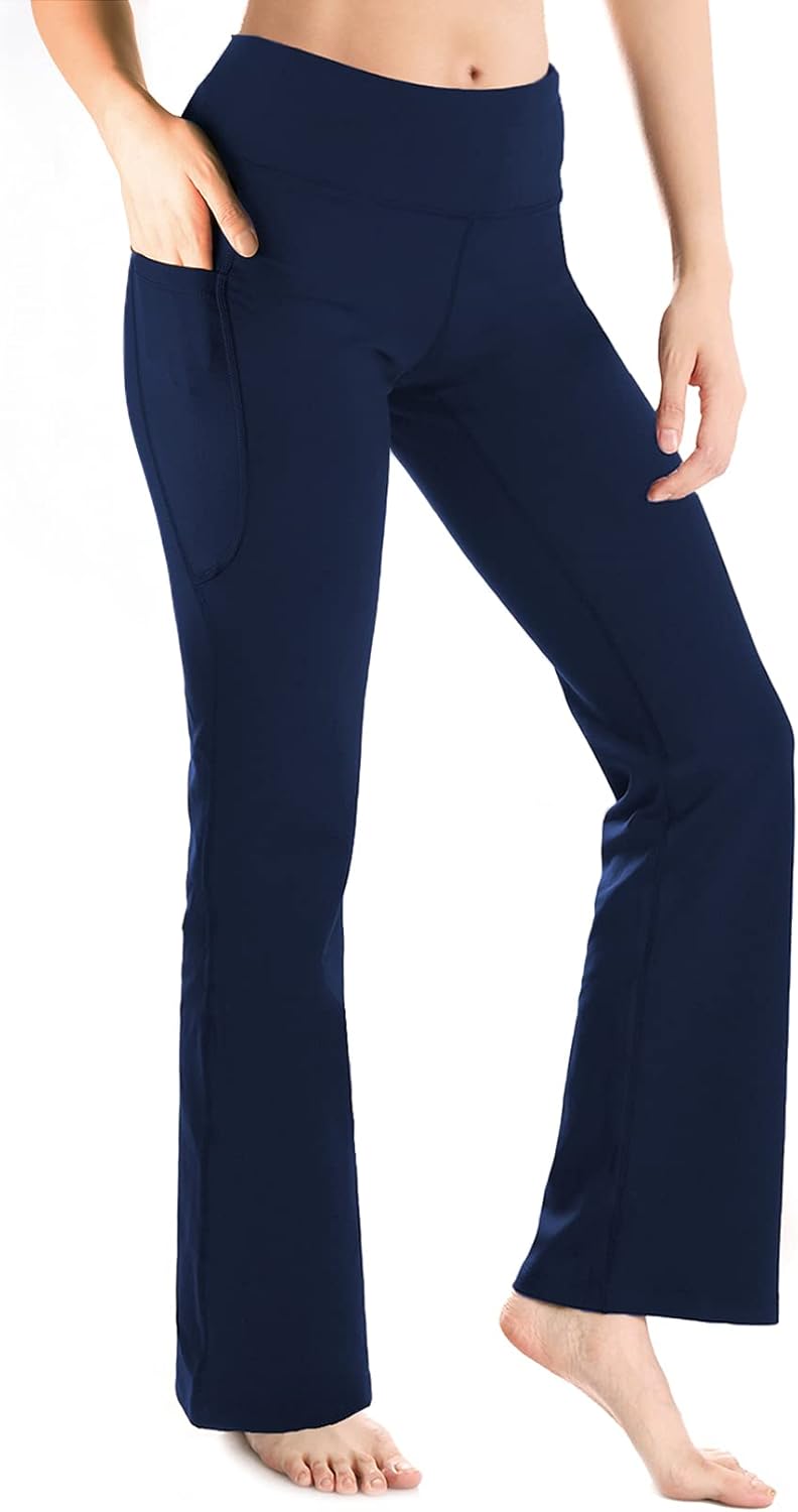 Yogipace Women's Bootcut Yoga Pants with Side Pockets for Comfort
