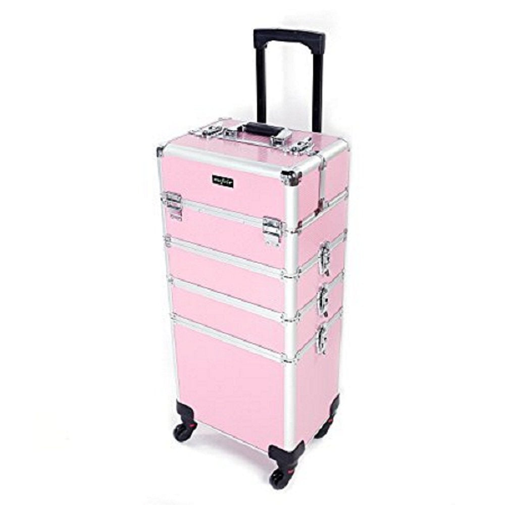 Mefeir 4 in 1 Rolling Makeup Train Case for Beauty Storage