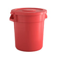 20 Gallon Red Round Commercial Trash Can with Lid - Durable