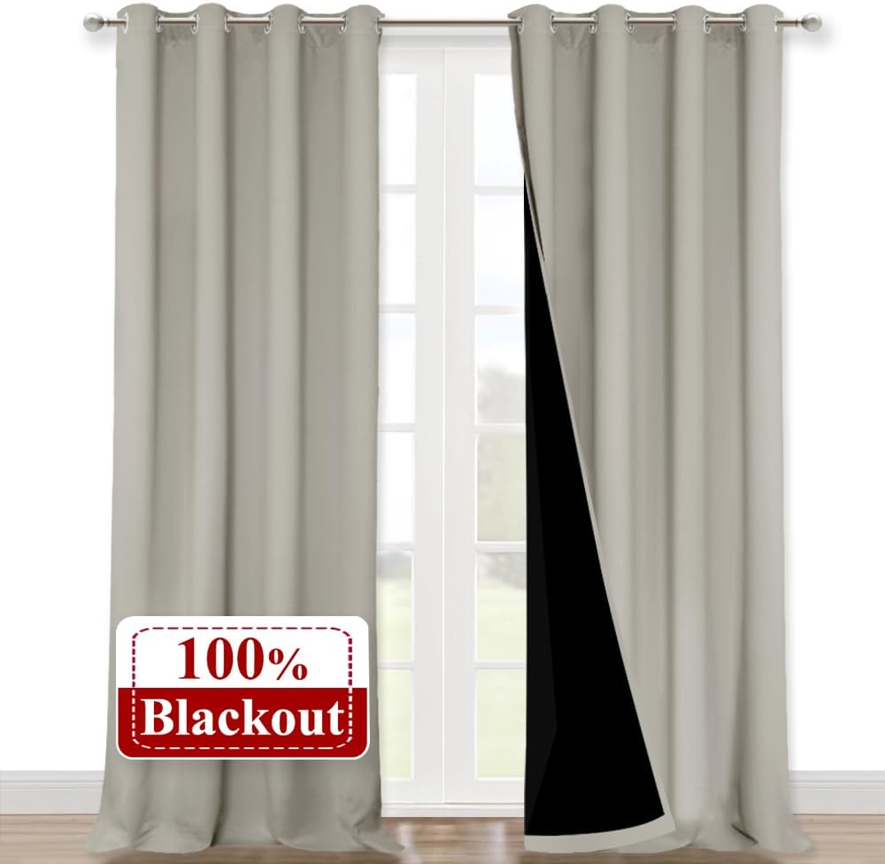 NICETOWN 100% Blackout Curtains for Total Darkness in Bedroom