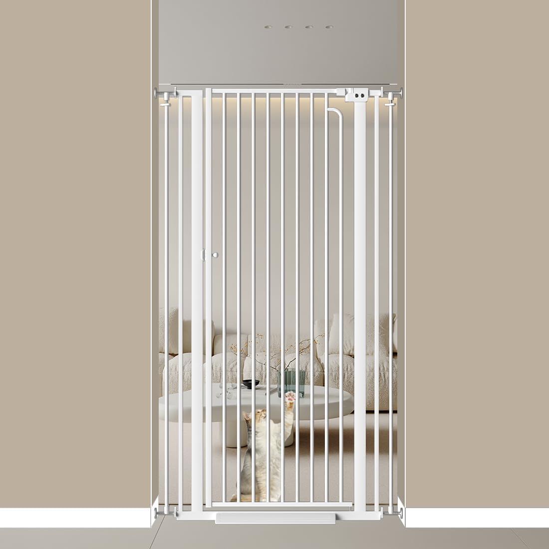 57 Inch Extra Tall Cat Gate for Doorways - Safety Pet Barrier