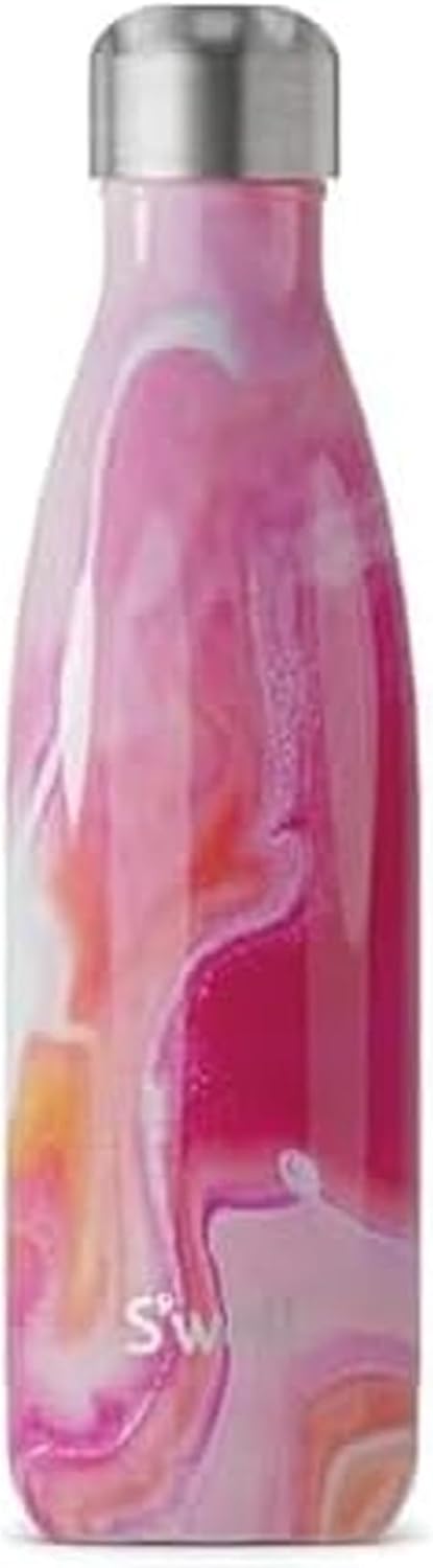 S'well Stainless Steel Water Bottle, 17oz, Rose Agate Design