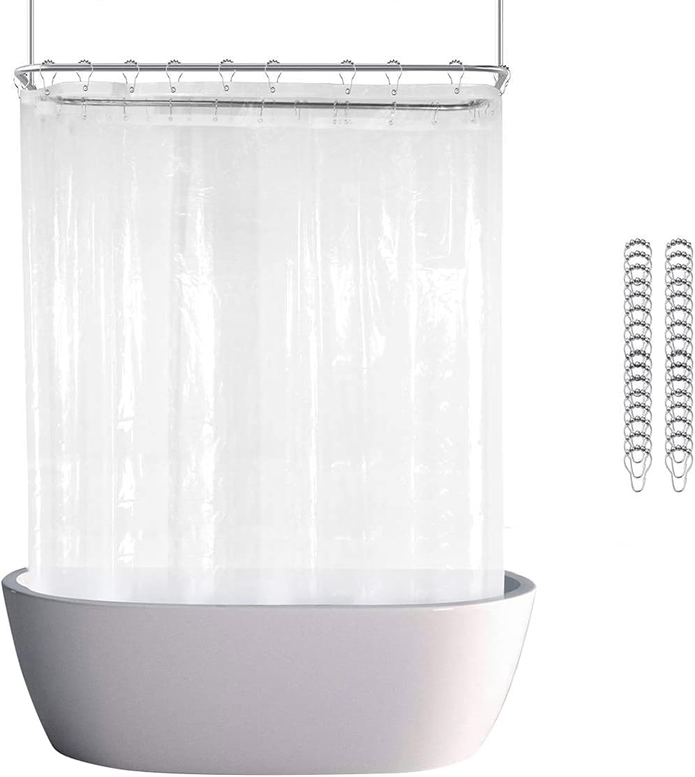 Clawfoot Tub Shower Curtain Liner Extra Wide 180x70 Inch Clear
