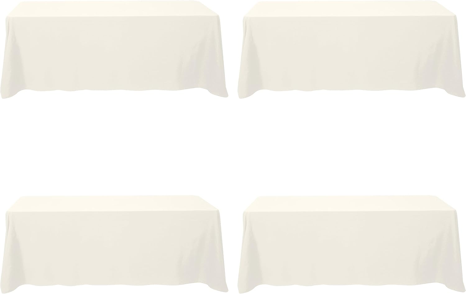 Ivory Tablecloths for 8 Foot Rectangle Tables - 4 Pack