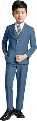 Boys Slim Fit Formal Suit Set for Kids - Complete 5 Piece Outfit