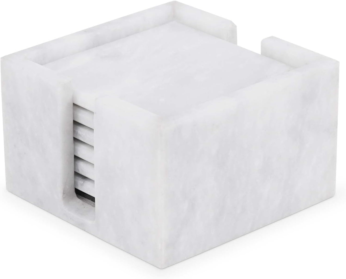 Marble Coasters Set of 6 for Drinks with Holder - Elegant Decor