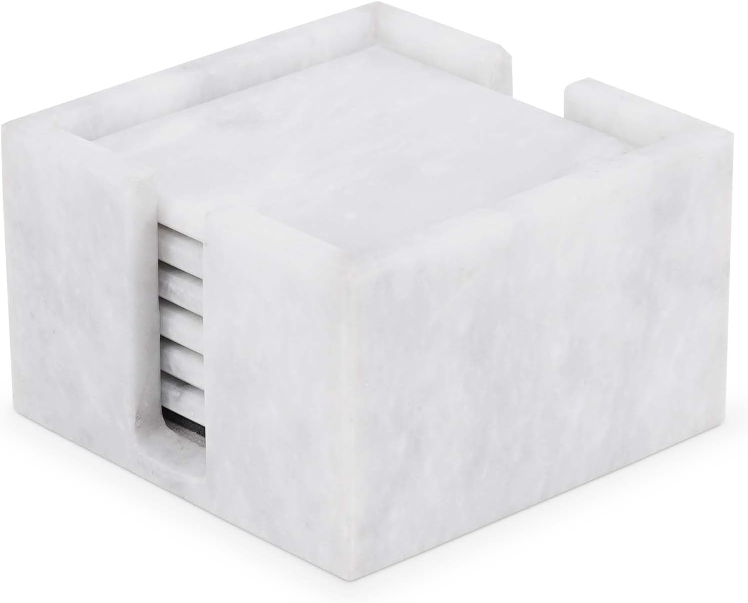 Marble Coasters Set of 6 for Drinks with Holder - Elegant Decor