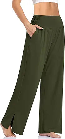 Wide Leg Yoga Pants for Women with Adjustable Tie Knot Design