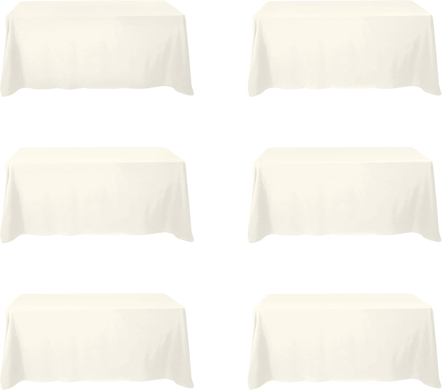 Ivory Tablecloths for 6 Foot Rectangle Tables - 6 Pack