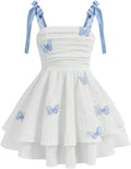 Girls Smocked Ruched A Line Swing Dress - Flowy Layered Cami