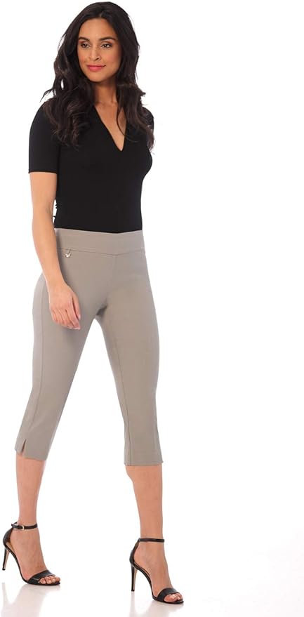 Rekucci Women's Straight Leg Comfort Capri with Tummy Control