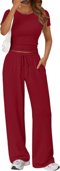 Trendy Queen Womens 2-Piece Summer Sweatsuit Set - Wide Leg Fit