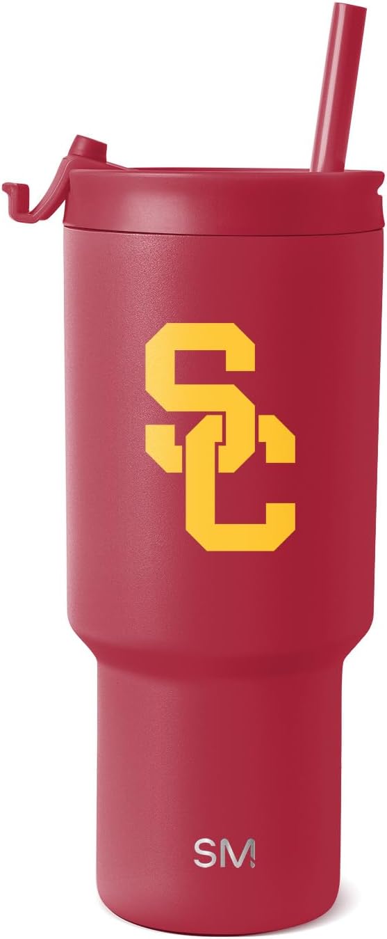 30oz Insulated Tumbler with Flip Lid and Straws for USC Fans