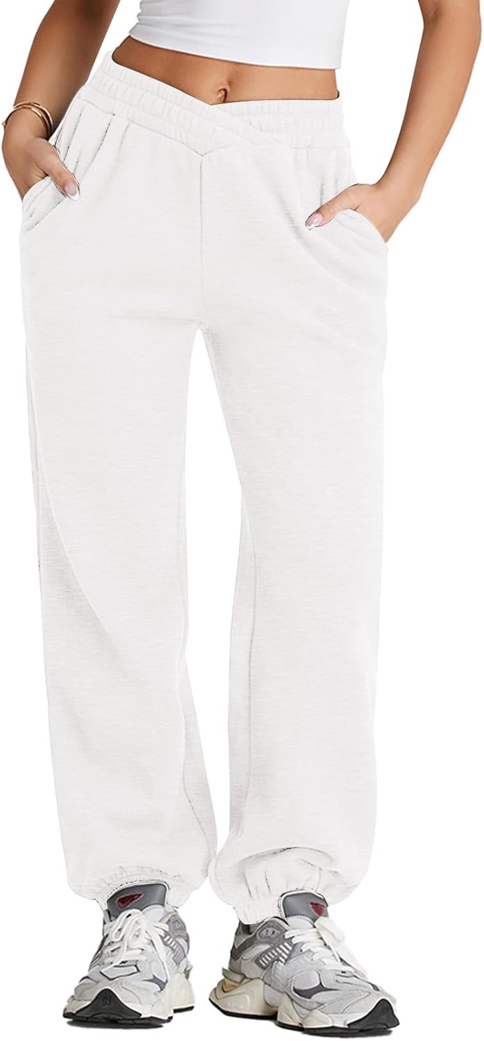 Herseas Women's V Crossover Waist Sweatpants for Cozy Style