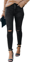 Allimy Women's High Rise Skinny Stretch Ripped Jeans - Comfortable 65%