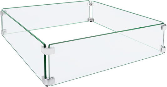 Fire Pit Wind Guard - 19.5in Glass Shield for Outdoor Use