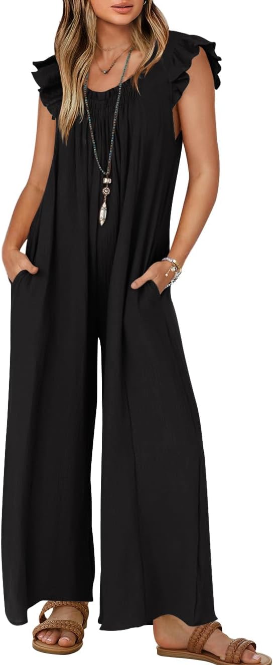 ZESICA Women's Summer Loose Jumpsuit for Effortless Style