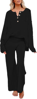 Pink Queen Women's 2 Piece Fall Outfit Lounge Set - Cozy Knit