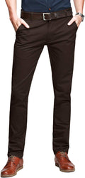 Match Mens Slim Tapered Flat Front Casual Pants - Slim Tapered Fit Zip