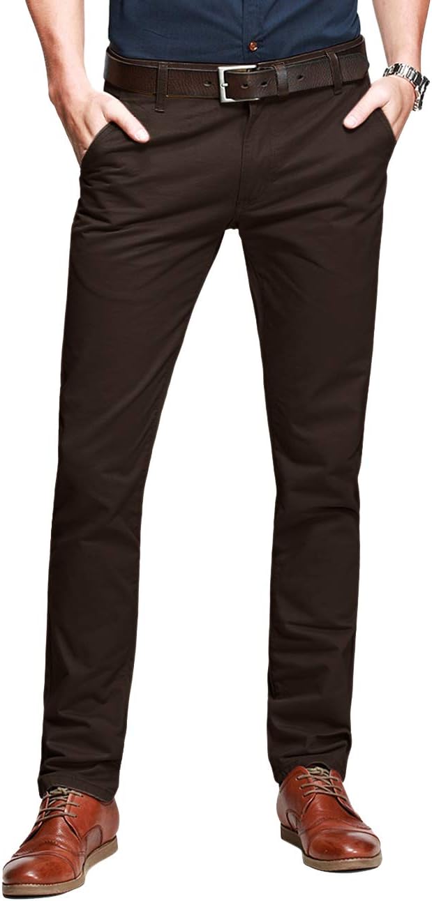 Match Mens Slim Tapered Flat Front Casual Pants for Style