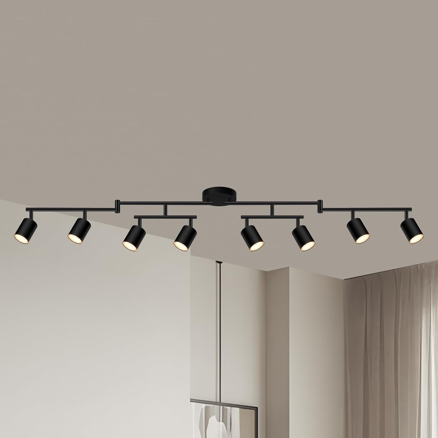 8 Light Matte Black Track Lighting Fixtures for Modern Spaces