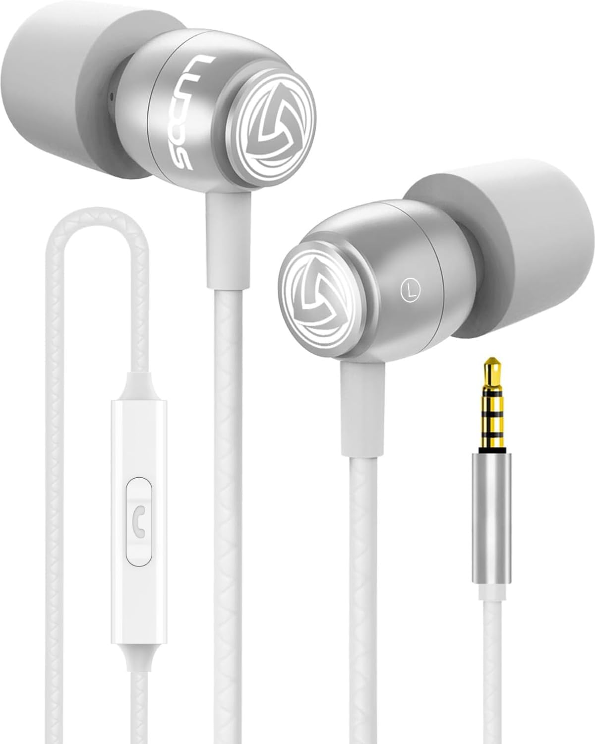 LUDOS Clamor Earbuds - 5 Yr Warranty, Noise Isolating, Mic - White