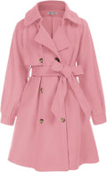 Girls Long Wool Blend Dress Coat with Belt - Stylish Winter Outerwear