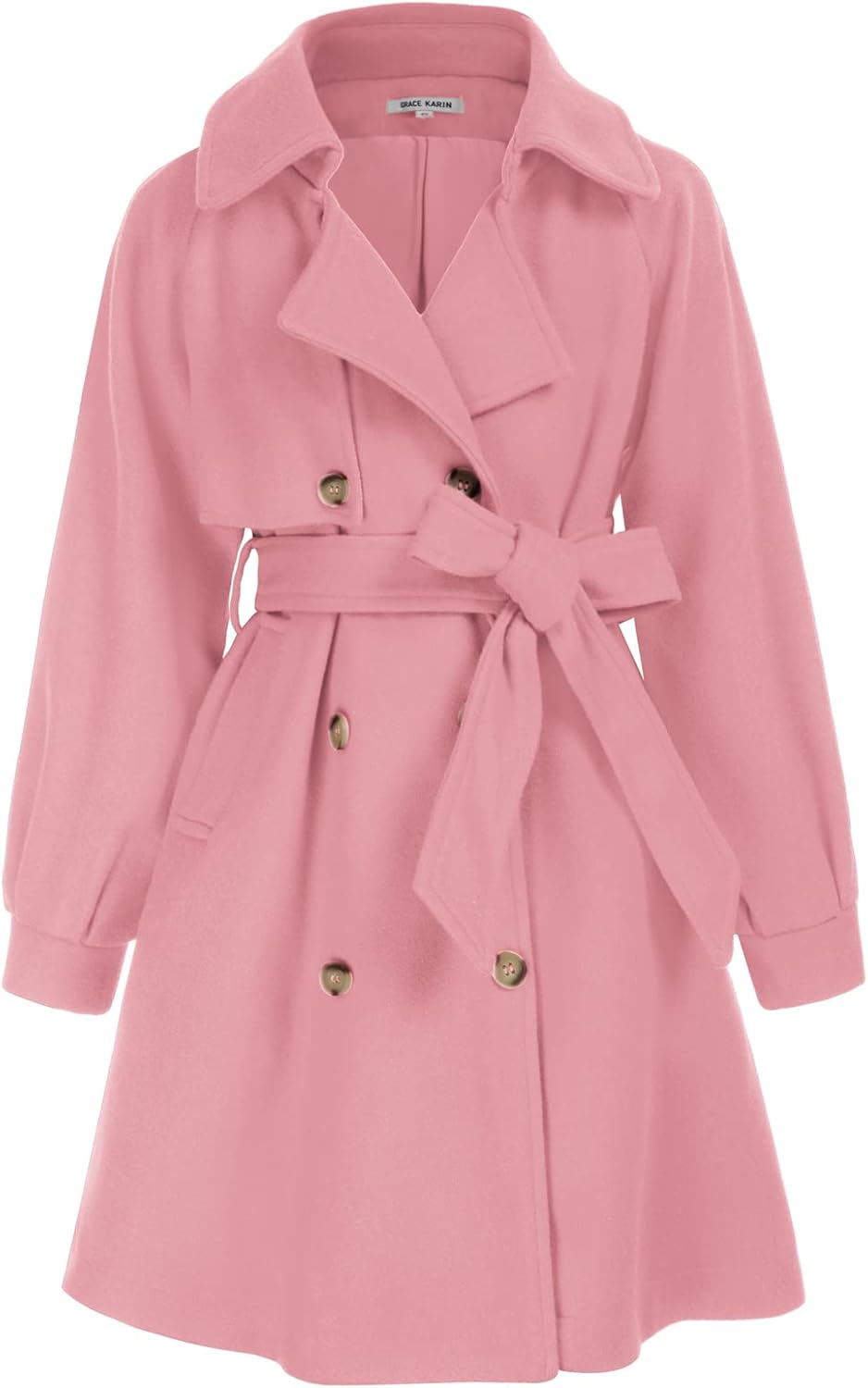 Stylish Girls Dress Coat with Lapel Wool Blend for Winter Wear