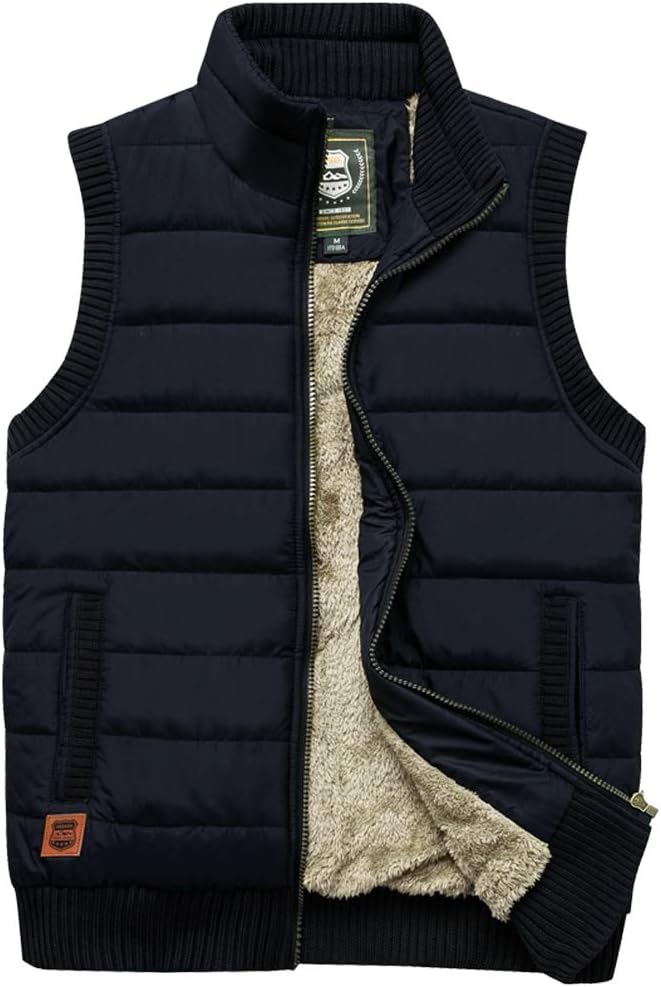 Vcansion Men's Outdoor Stand Collar Fleece Jacket Vest