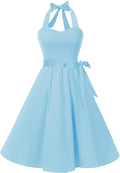 Women's Vintage Polka Audrey Halter Cocktail Dress - Swing Fit