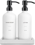 White Soap Dispenser Set - Refillable Hand and Lotion Dispensers