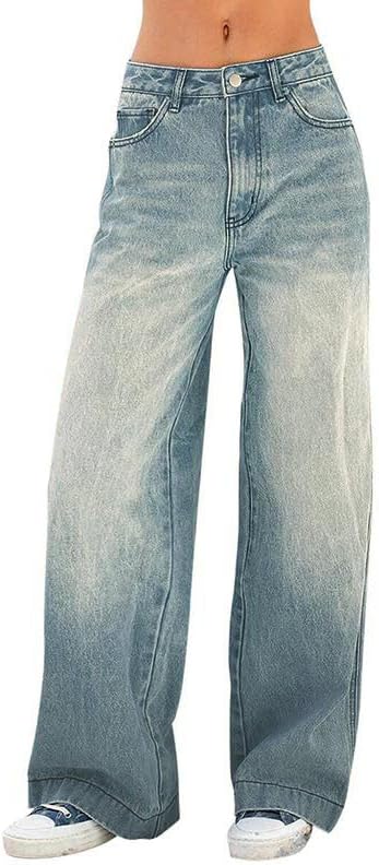 EMMIOL Women's Vintage Y2K Wide Leg Jeans for Stylish Comfort