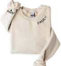 Personalized Embroidered Mama Sweatshirt with Kids Name on Sleeve