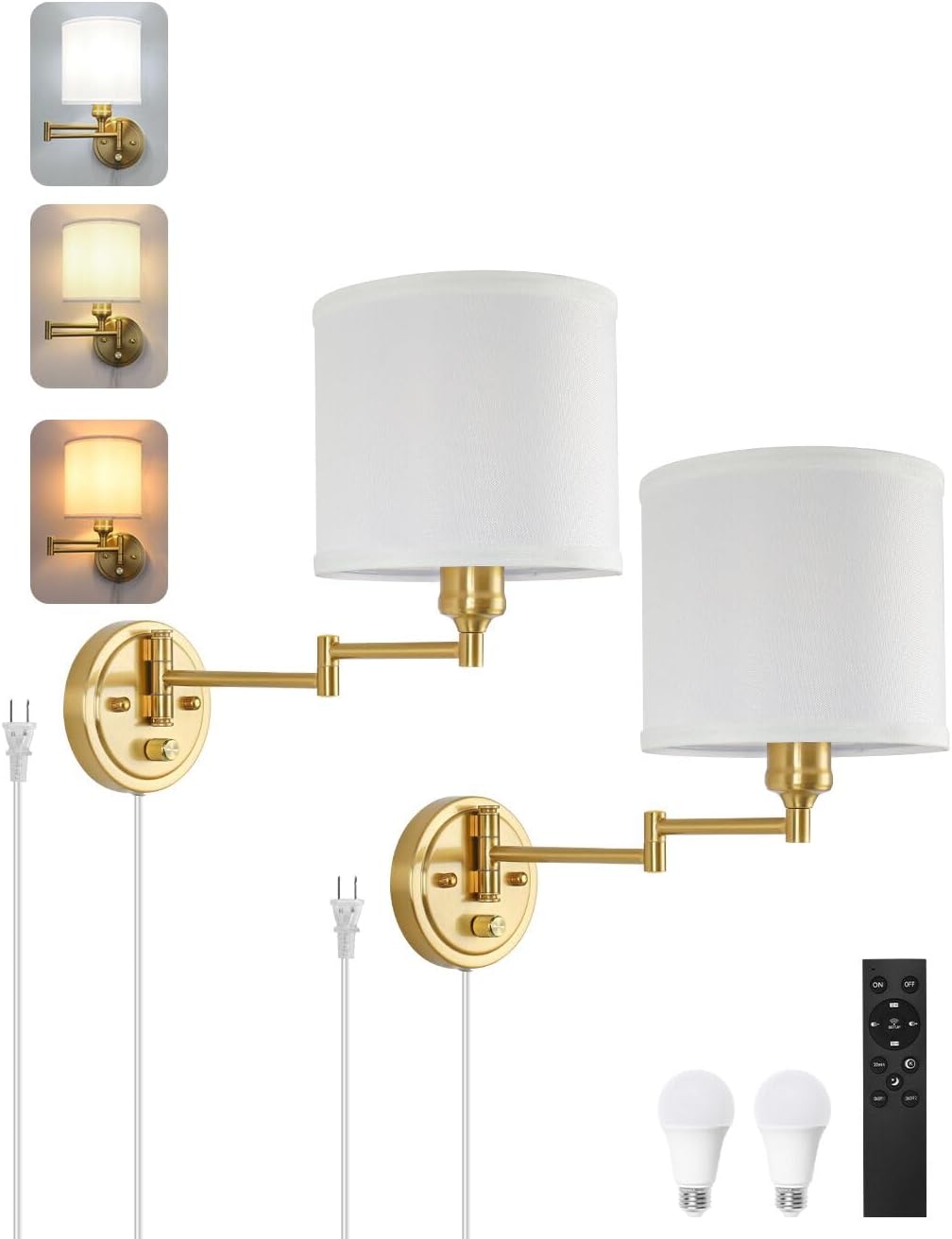 Adjustable Color Plug in Wall Sconces with Remote Control