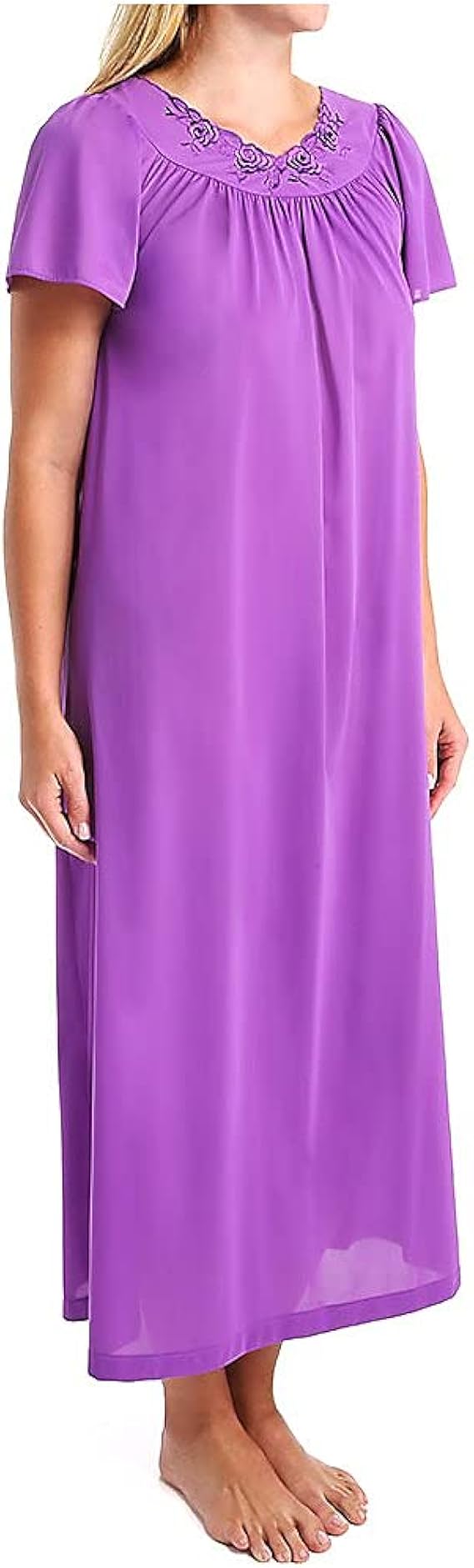 Shadowline Women's Petals 53 Inch Short Flutter Sleeve Gown