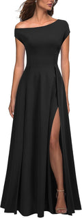 MUSHARE One Shoulder Split Maxi Dress - Elegant Party Wear