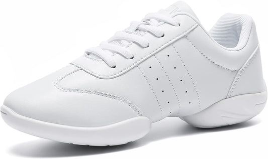 LANDHIKER Cheer Shoes Girls White Dance Shoes for Comfort