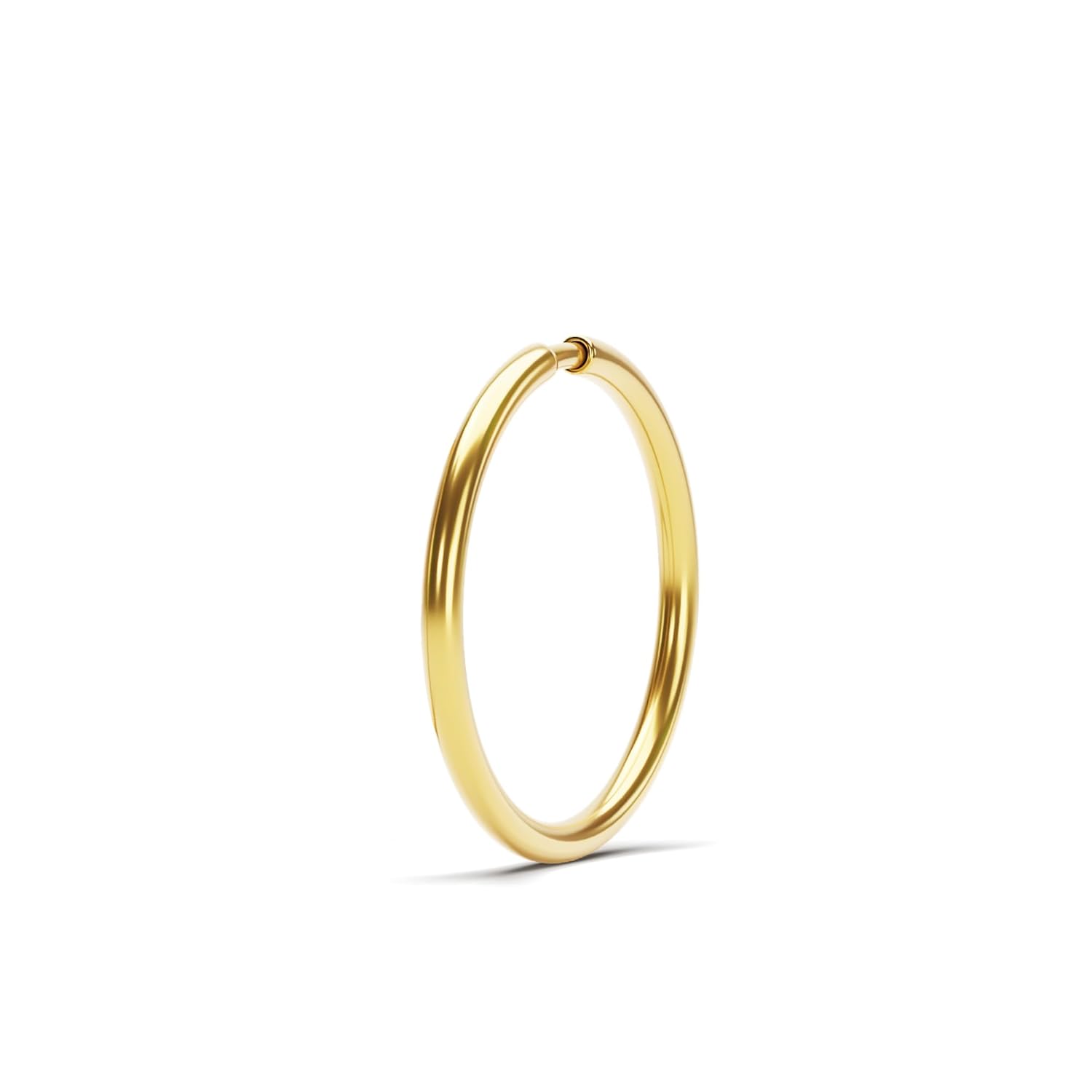 14K Solid Gold Seamless Nose Ring - Minimalist 20 Gauge Hoop