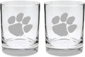 Clemson Tigers 2-Sided Etched Satin Finish Rock Glass Set - 14 oz
