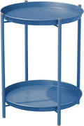 Grand patio Outdoor Side Table 2-Tier Round Accent Table - Peacock