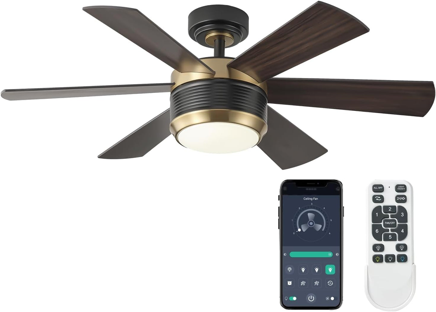 SHOWDI 42 Inch Ceiling Fan with Lights and Remote Control Features