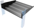 2U Vented Server Rack Shelf 16-20in Adjustable Depth - Stable Load