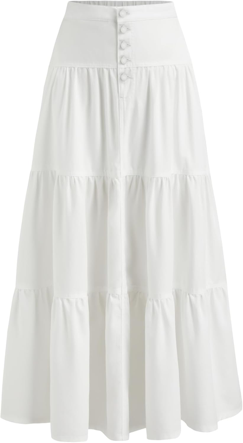 CIDER Womens Long Jean Denim Tiered Maxi Skirts Review
