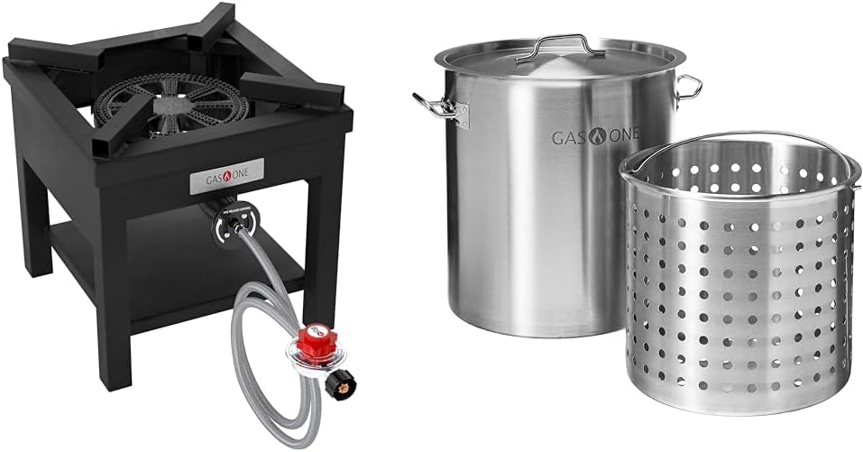 GasOne 275,000 BTU Propane Burner Cooker with 53qt Stock Pot