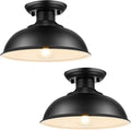 2PCS Semi Flush Mount Ceiling Light - Rustic Black 13in