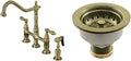 8in Kitchen Bridge Faucet with Basket Strainer - Antique Brass