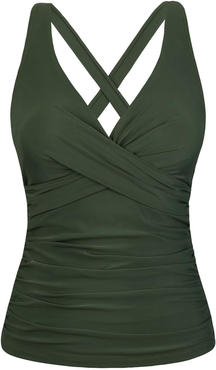 Hilor Women's Underwire Tankini Top for Tummy Control Swimwear