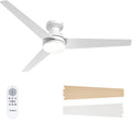 52 in Low Profile White Ceiling Fan with Light and Remote - Quiet