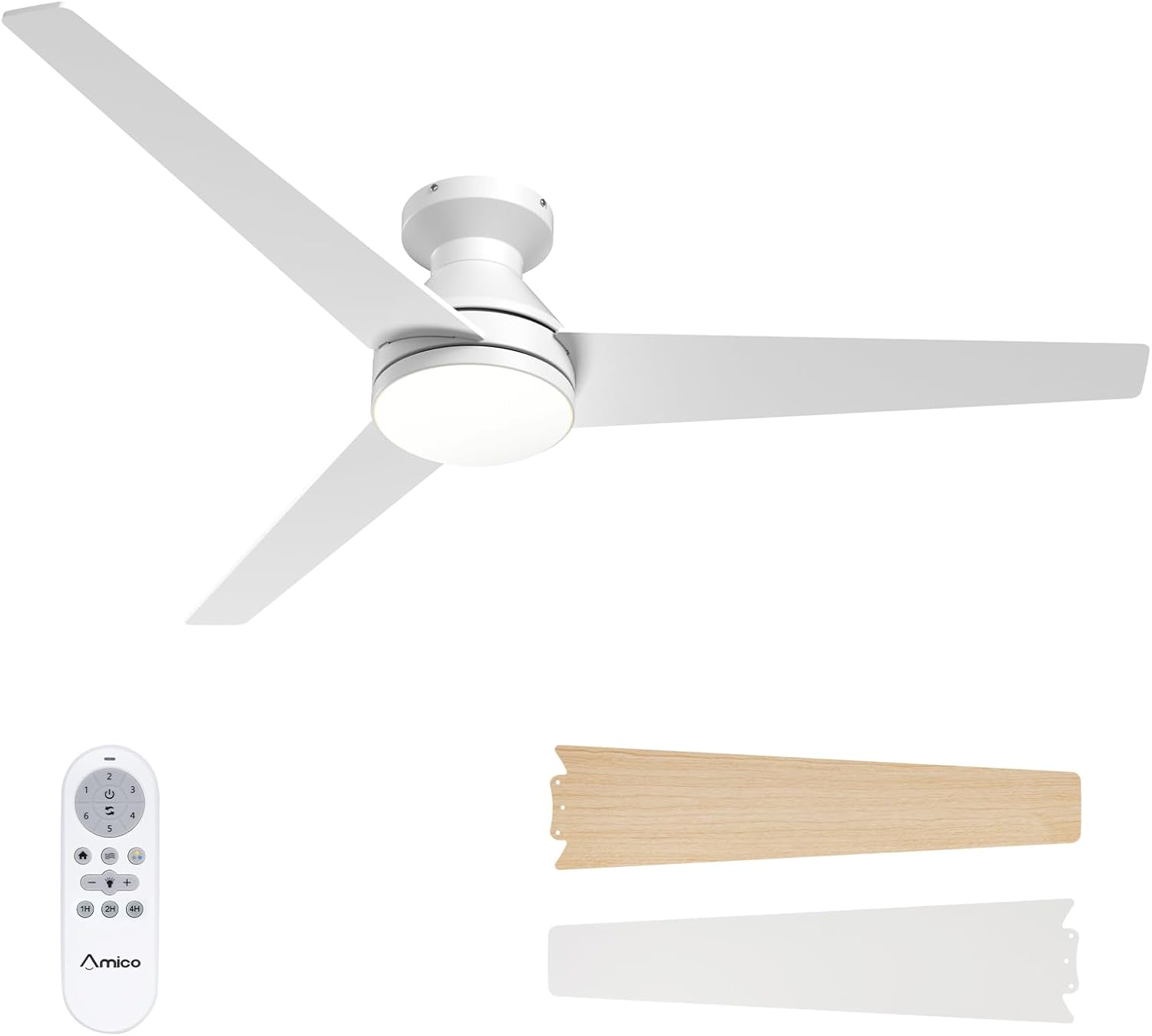 Amico 52 inch Ceiling Fan with Light and Remote Control Features