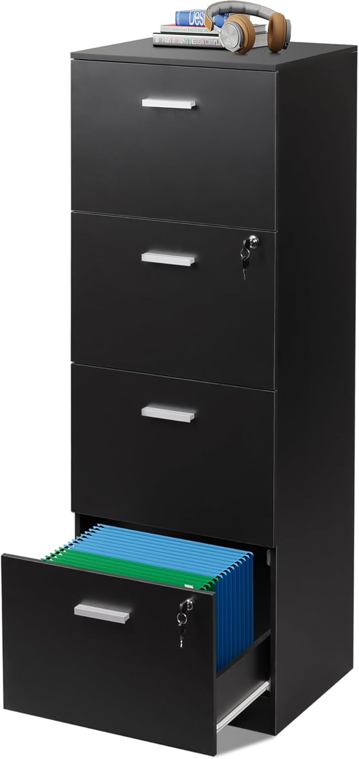 DEVAISE 4 Drawer File Cabinet with Lock for Home Office Storage